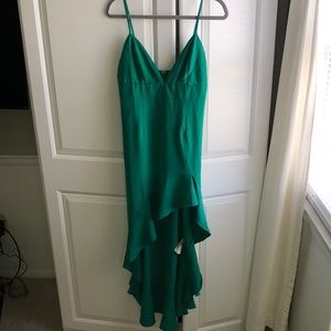 Forever 21 High Low Hemline Green Prom‎ Dress Size Large Ruffle NWT